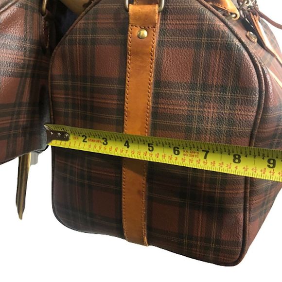 RALPH LAUREN Tartan Plaid Boston Duffle Travel Tote Shoulder Bag 40cm - Picture 12 of 16